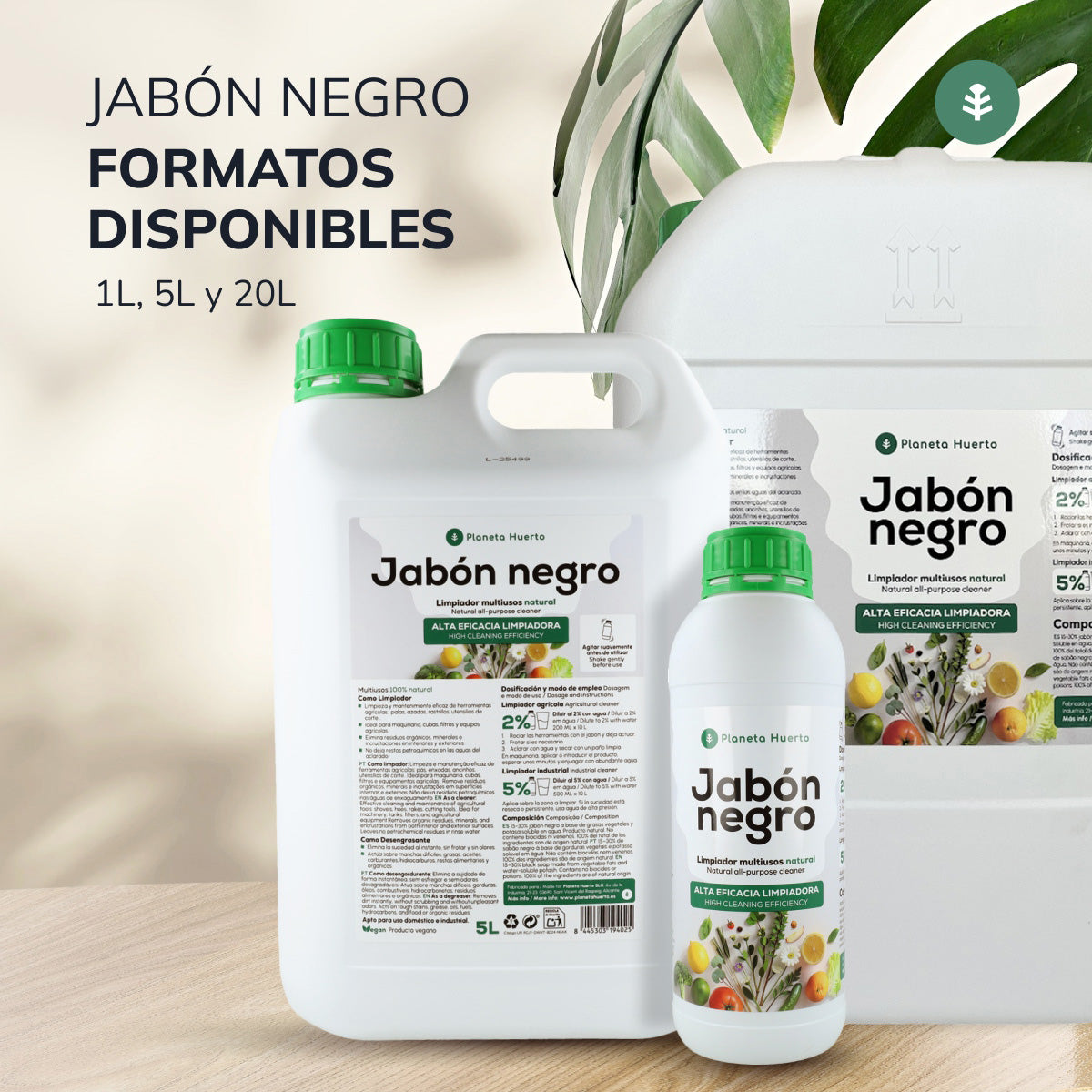 Zwarte potaszeep Planeta Huerto 5 L