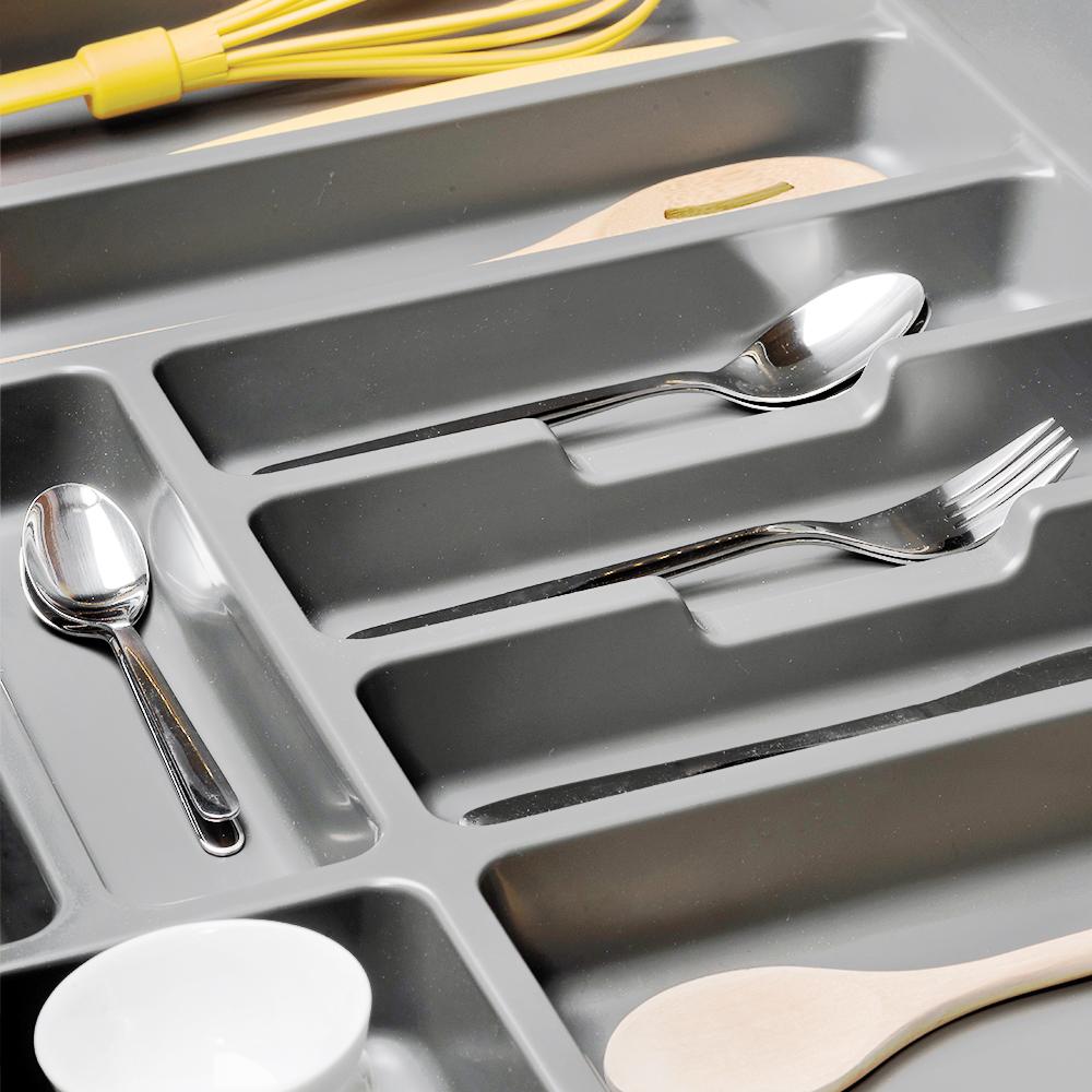 Emuca Besteckkasten für Küchenschublade, Modul 700 mm, Kunststoff, grau