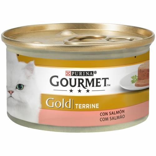 Pack of 24 x GOURMET GOLD Salmon Comp Wet Food Tubs 85 g