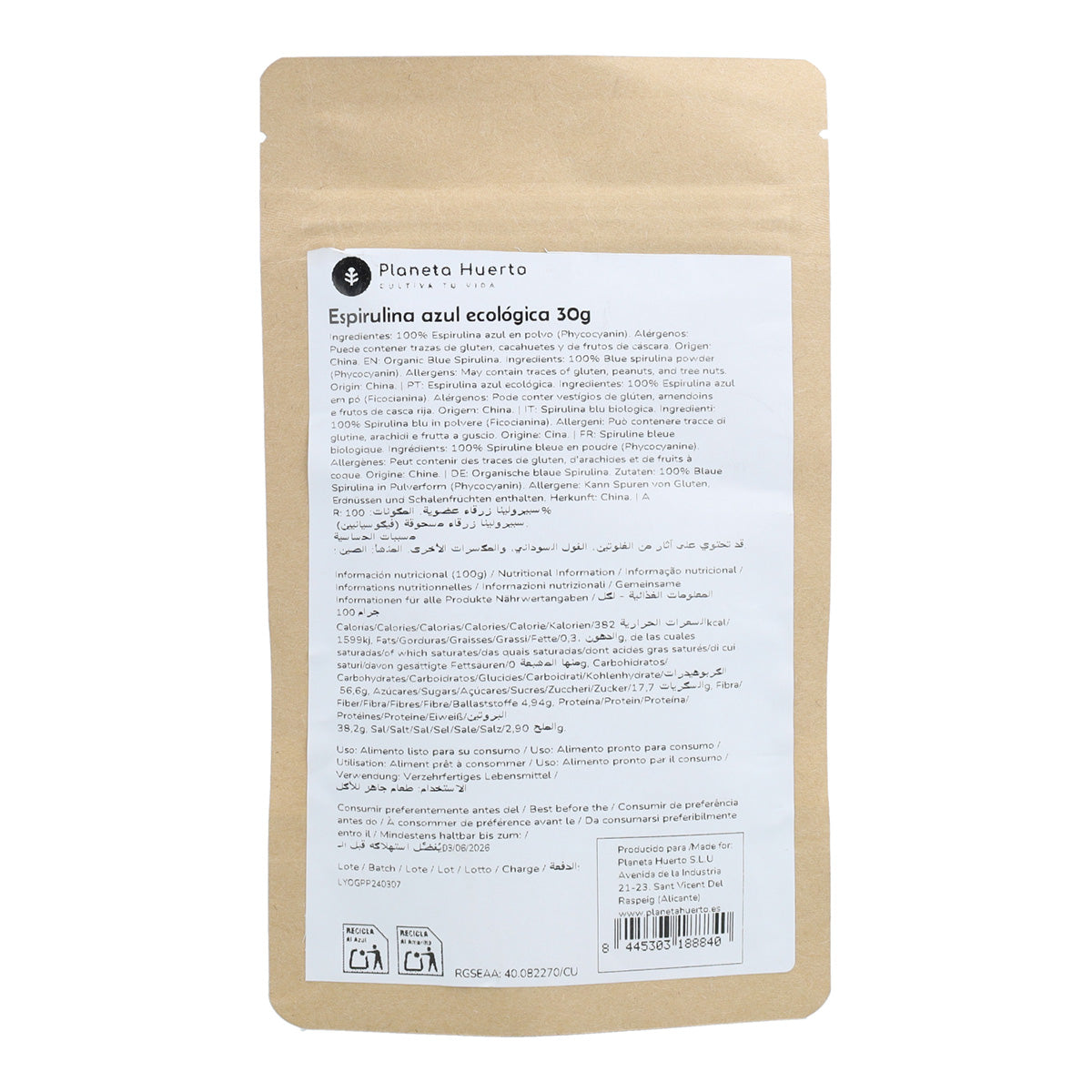 Blue Spirulina Planeta Huerto 30gr