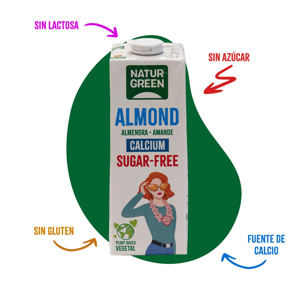 Plantaardige drank Almond zonder suiker en calcium NaturGreen 1 liter