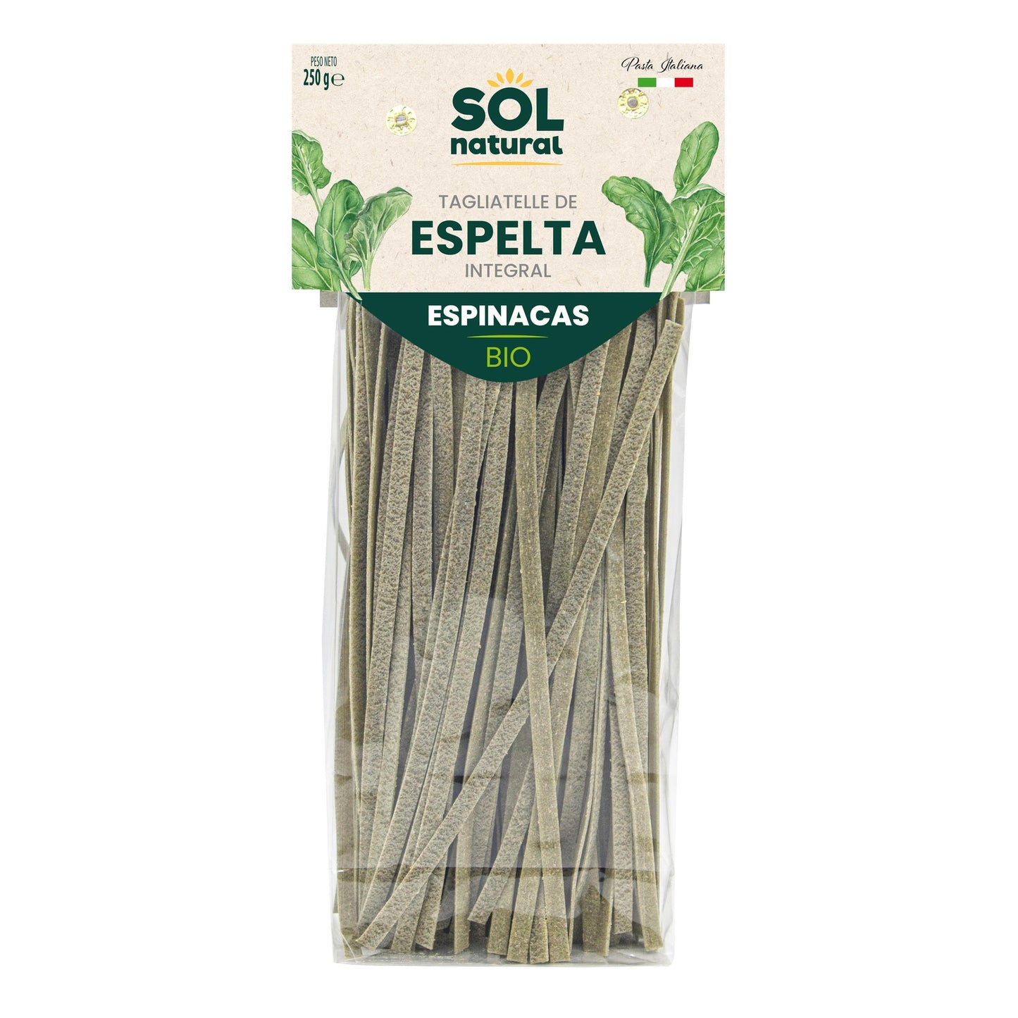 Tagliatelle integrali di farro con spinaci BIO Sol Natural 250 g