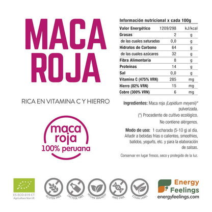 Maca rouge bio en poudre Energy Feelings 500 g