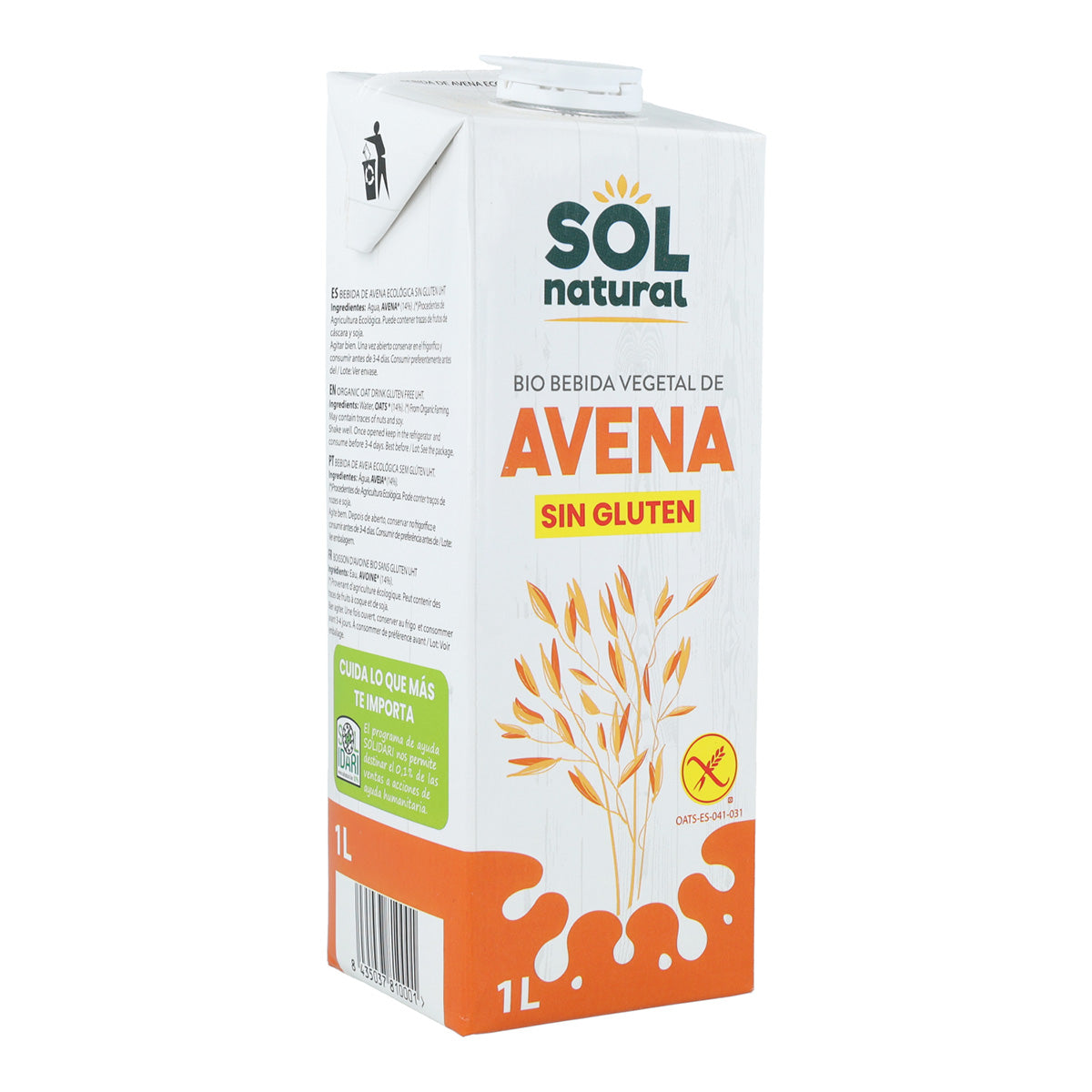 Pakket 4x glutenvrije haverdrank Bio Sol Natural 1 l