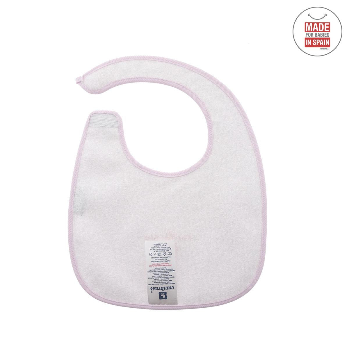 Babero cuadrado con Velcro Celeste 20x26 cm. Color Rosa