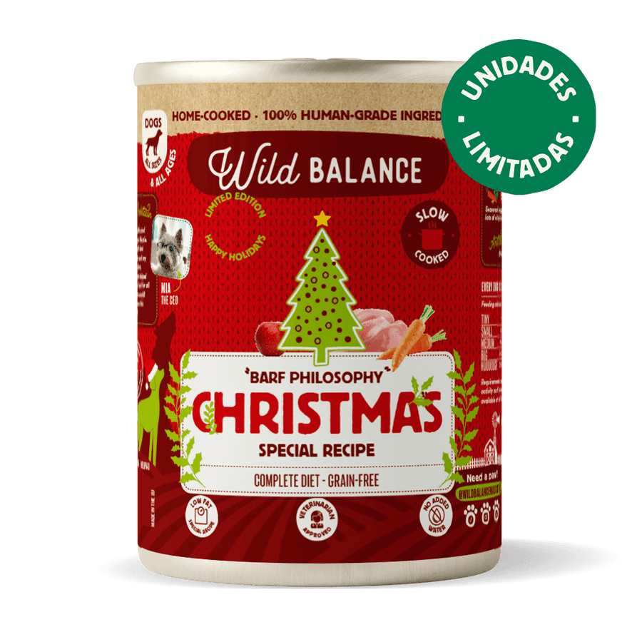 Barattolo Ricetta di Natale BARF cervo e coniglio per cani Wild Balance 400 g