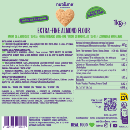 Realfooding extra fijne amandelmeel (speciaal voor gebak) Nut&me 1 kg
