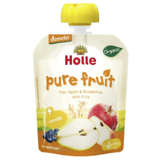 Biologische smoothie van peer, appel, bosbes en haver Holle 90 g