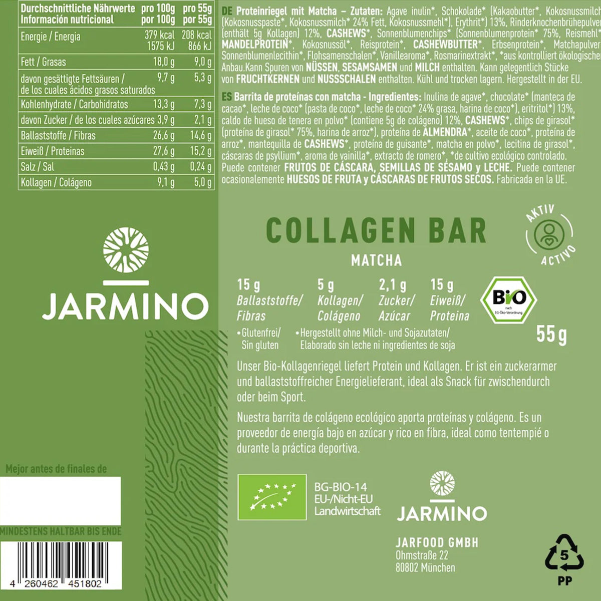 Matcha BIO collageenreep 55 g