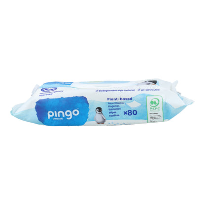 Salviettine umidificate 100% biodegradabili 80 pezzi Pingo