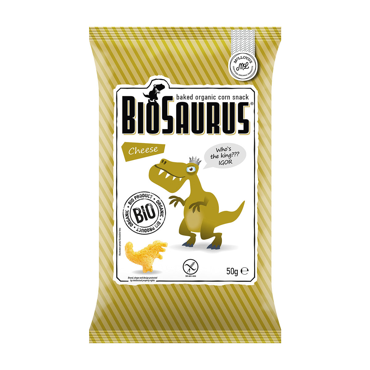 Snack di mais con formaggio biologico, Biosaurus 50 g