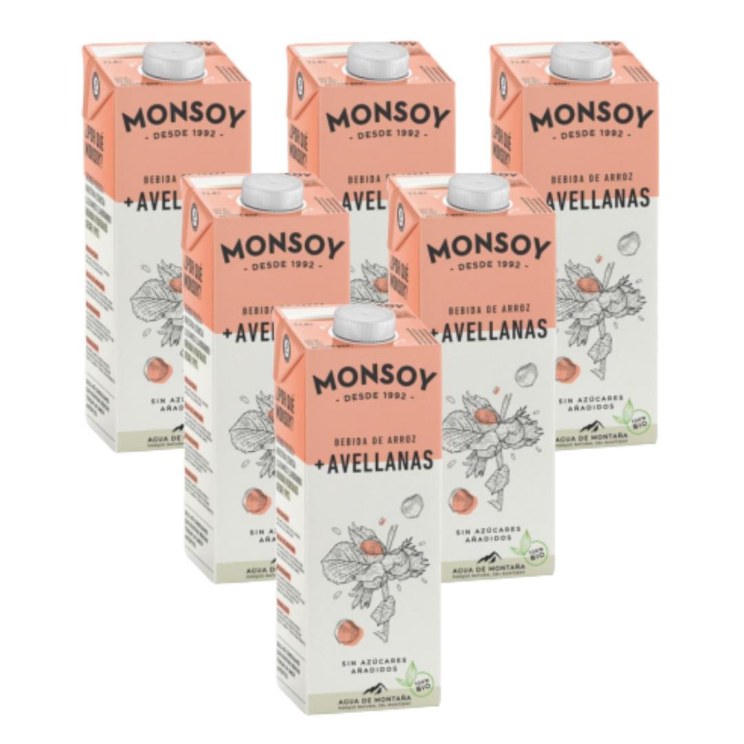 Confezione da 6 bevande biologiche al riso e nocciole Monsoy 1L