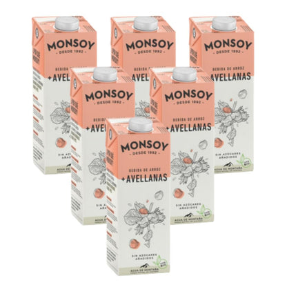 Confezione da 6 bevande biologiche al riso e nocciole Monsoy 1L