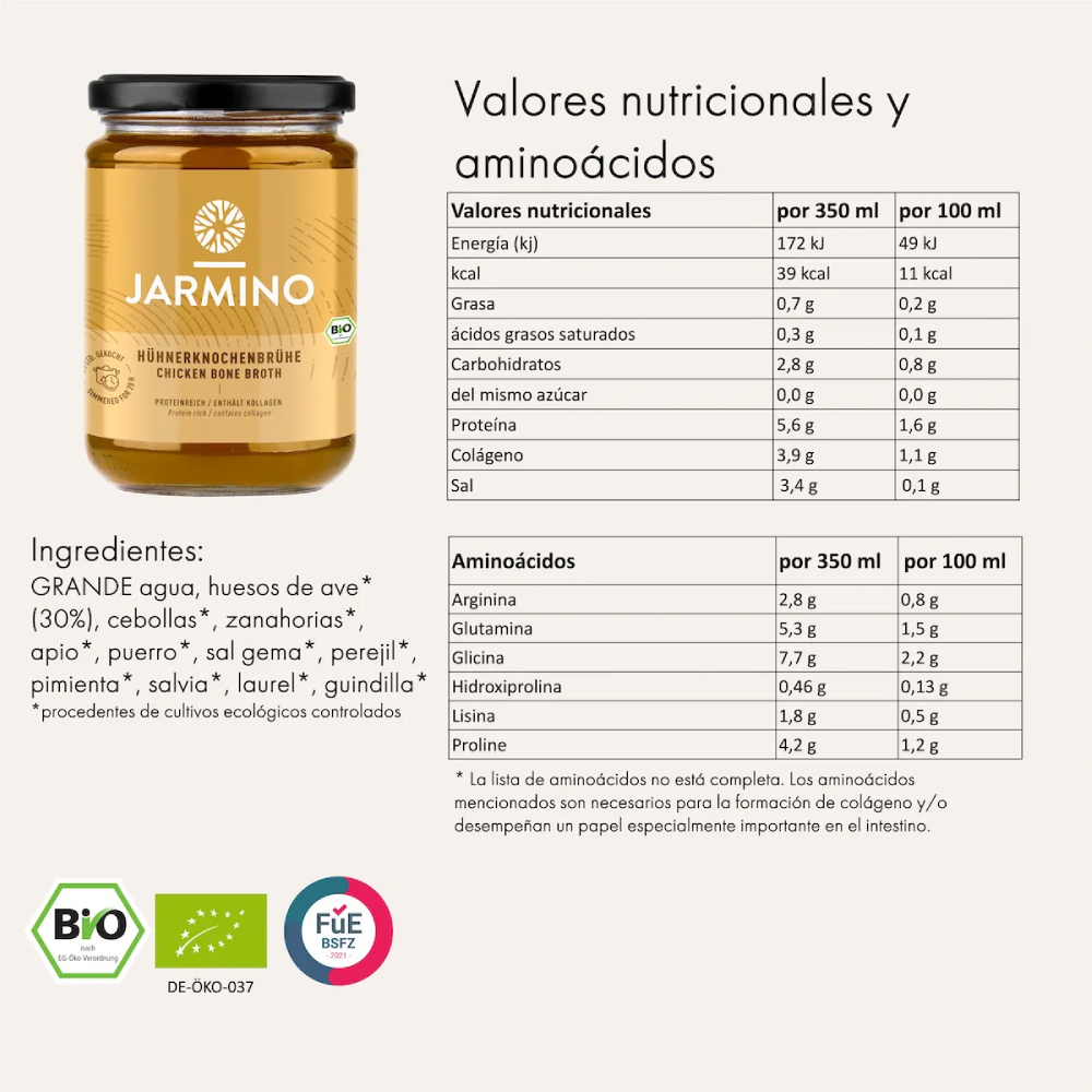 Brodo di ossa di pollo biologico Jarmino 350 ml