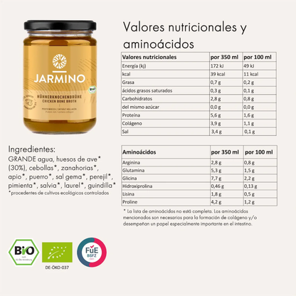 Brodo di ossa di pollo biologico Jarmino 350 ml