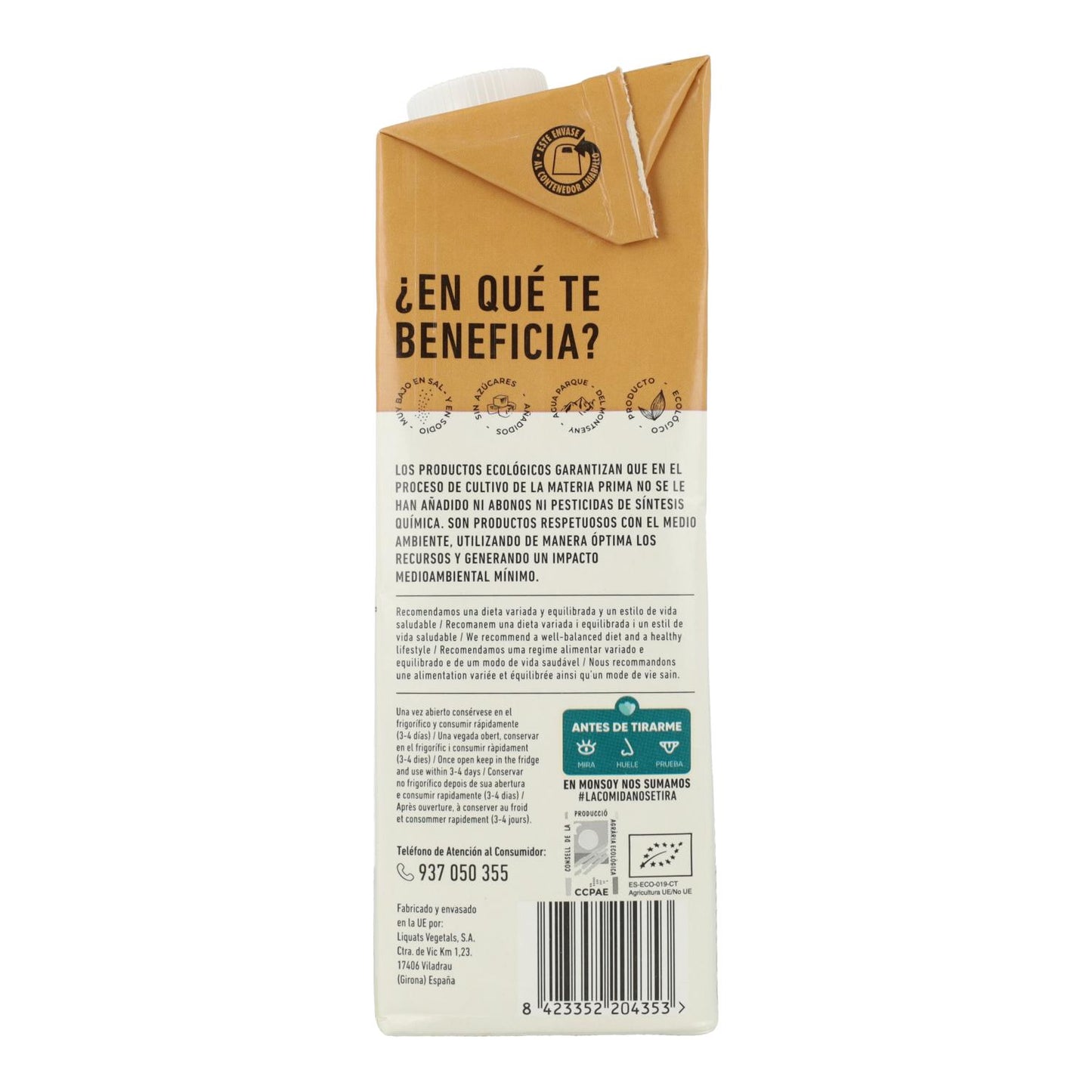 Biologische havermout- en amandeldrank Monsoy 1 l
