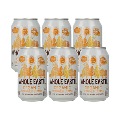 6er-Pack Bio-Erfrischungsgetränk Orange und Zitrone, 330 ml.  Whole Earth