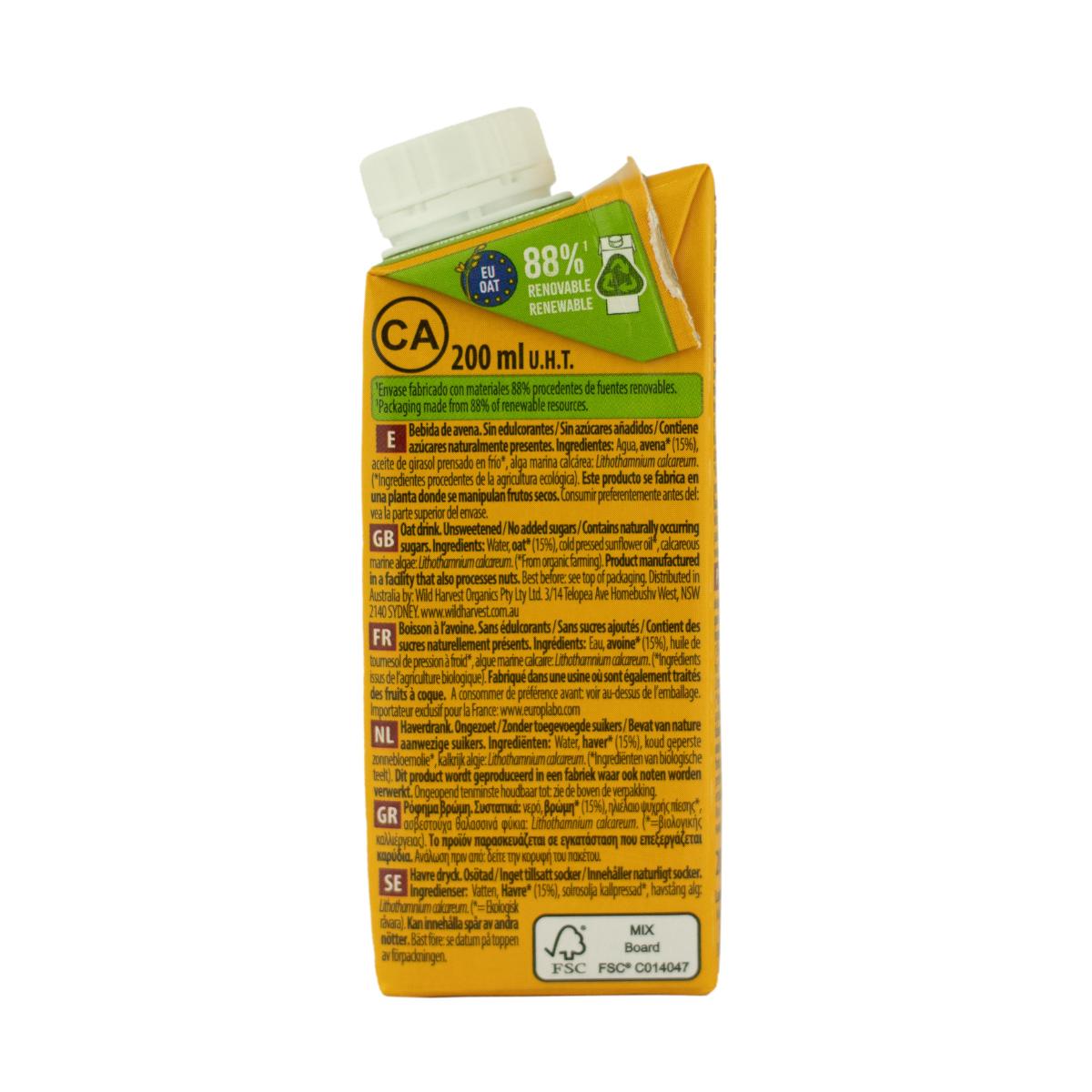 Napój owsiany bez dodatku cukru NaturGreen 200 ml