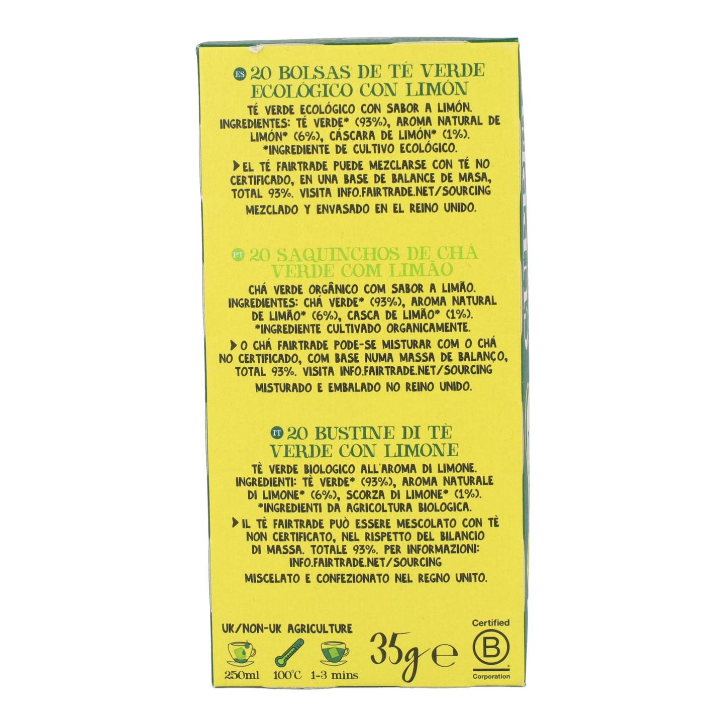 Té Verde con Limón Bio Cupper 20 bolsitas