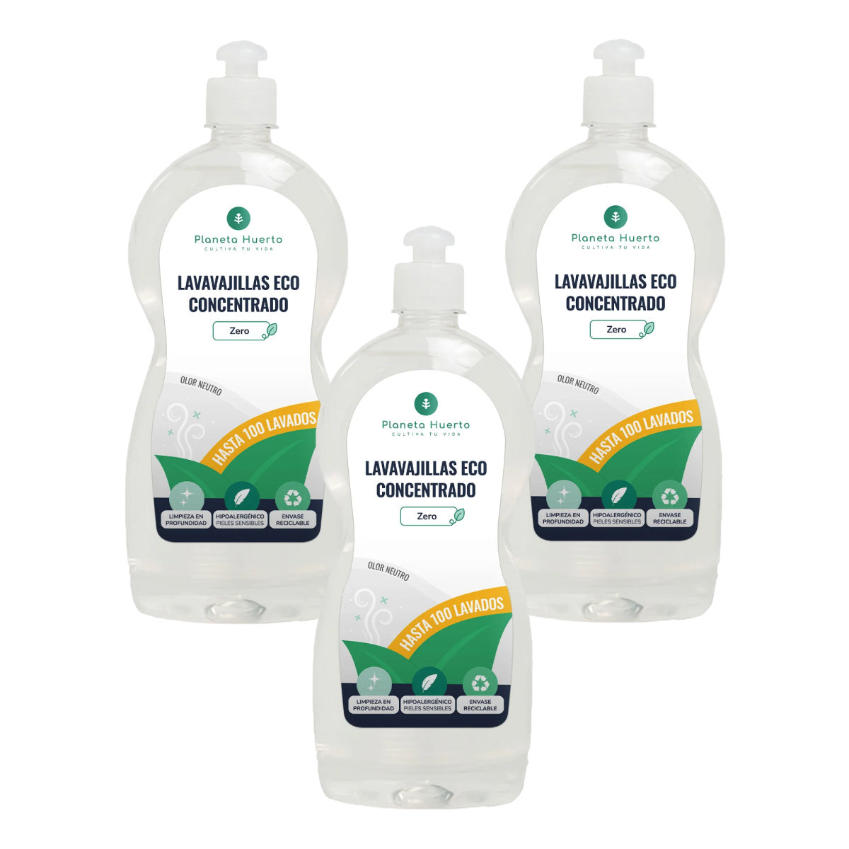 Förpackning 3xDiskmaskinshandbok allergivänlig doftfri ECO Planet Garden 750 ml