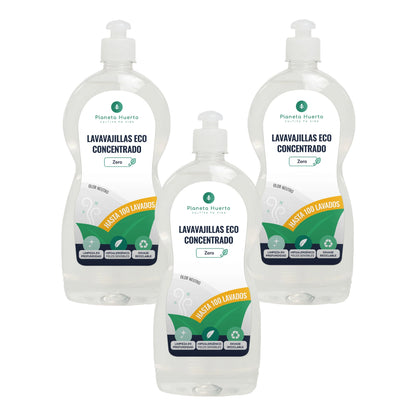 Förpackning 3xDiskmaskinshandbok allergivänlig doftfri ECO Planet Garden 750 ml