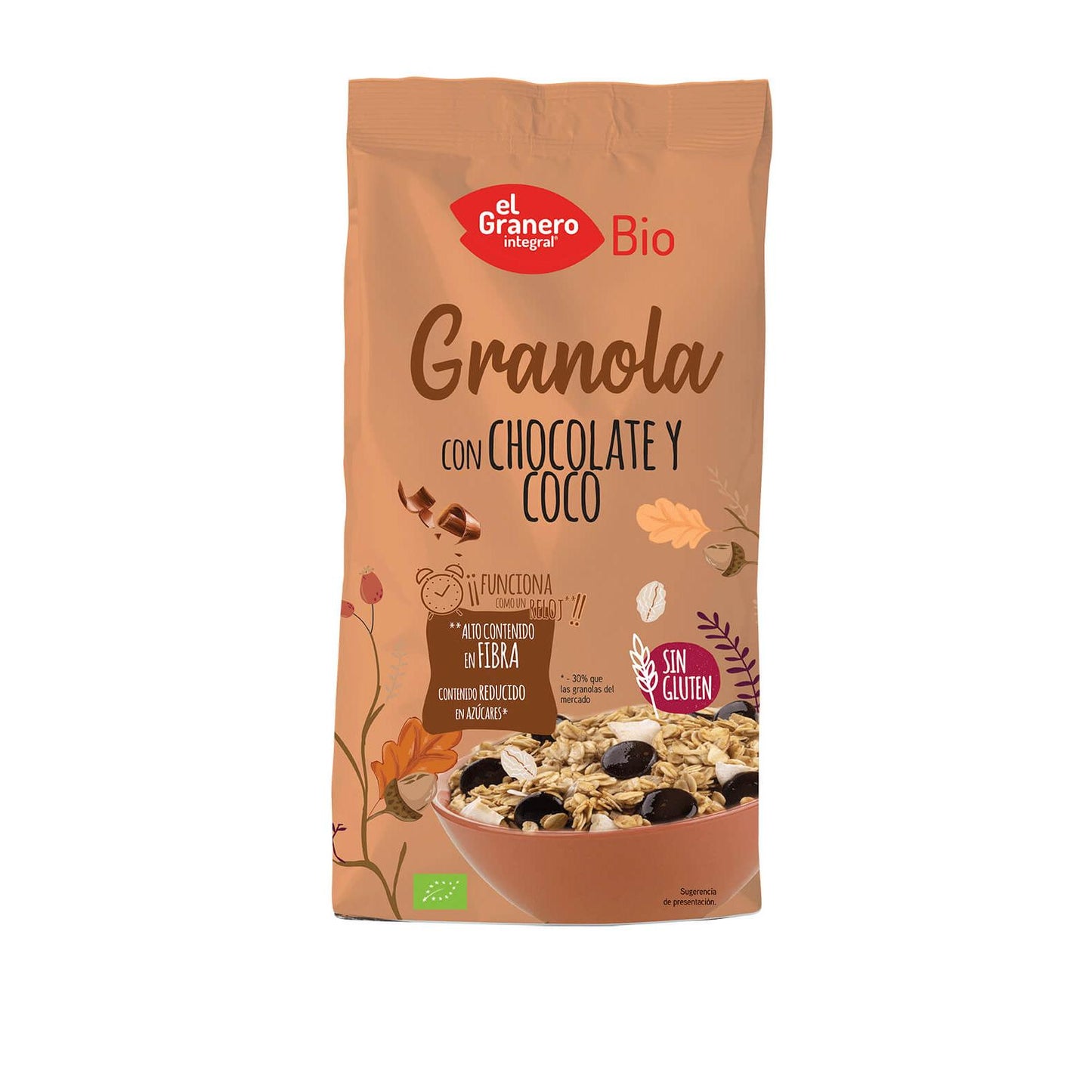 Granola con cioccolato e cocco senza glutine Bio El Granero 350 g