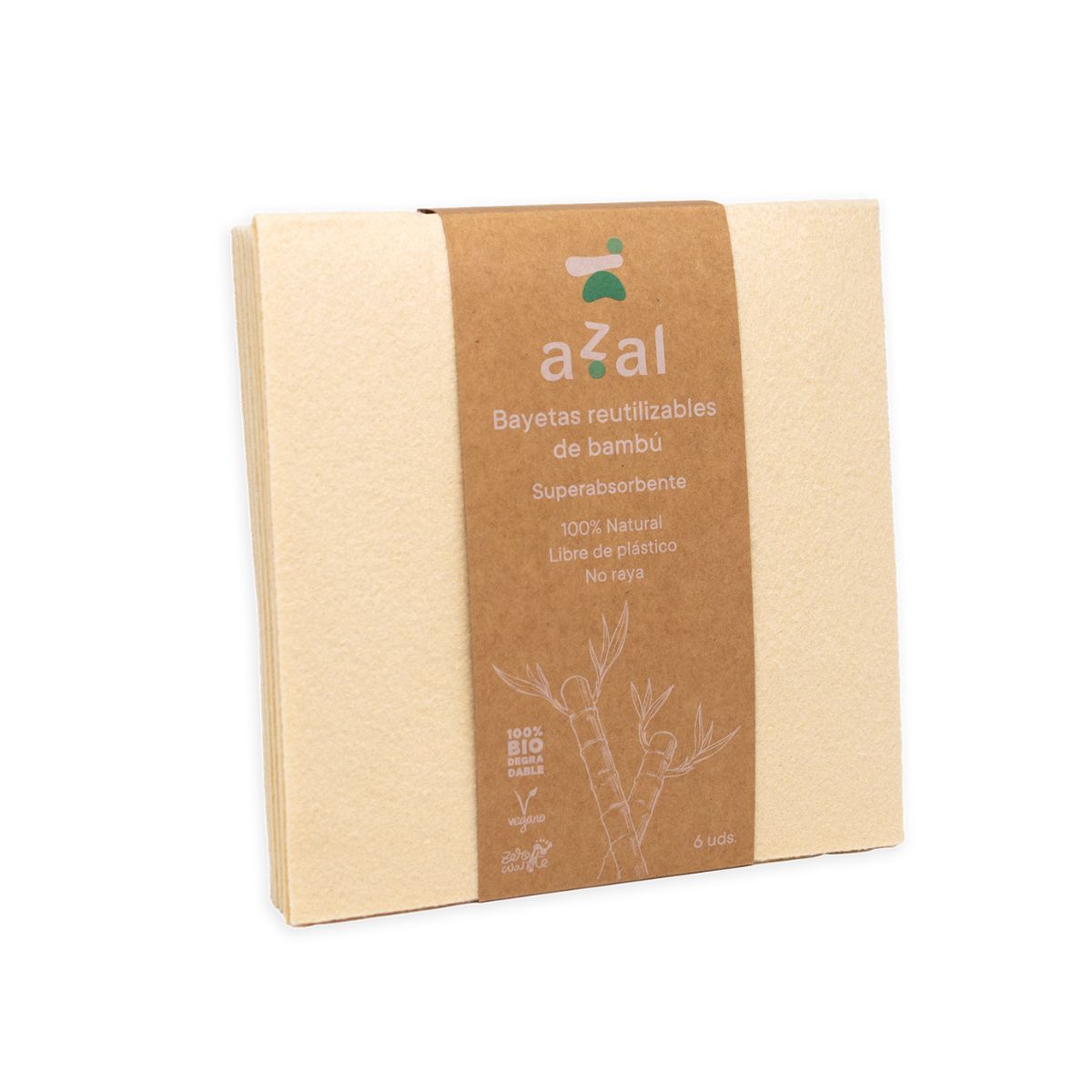 Azal-Set di 6  Panni in bambù 35x35. Non sbiancati. 120 gsm