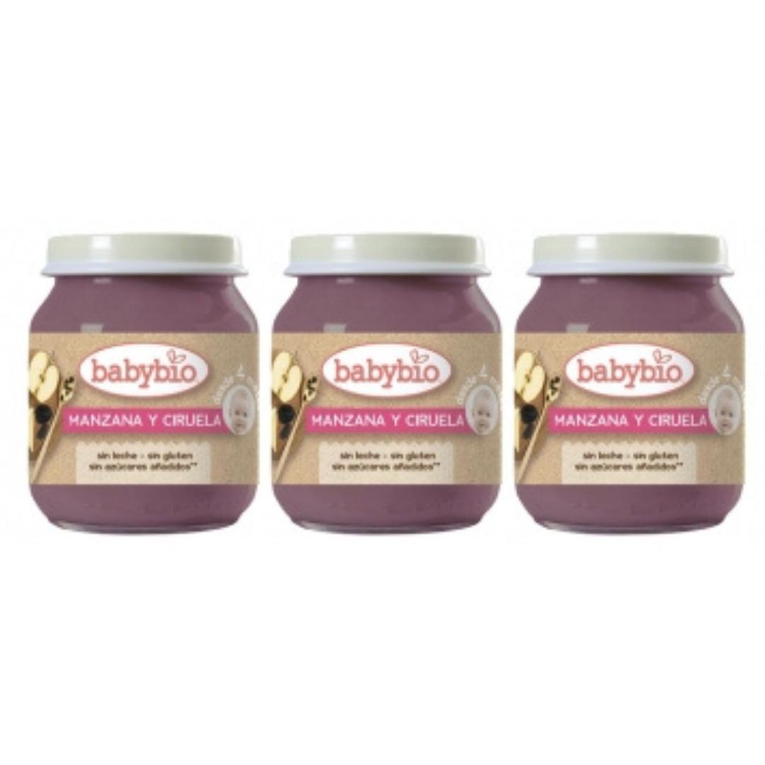 Pack PROMO 3x petits pots pomme et prune, 130 g. Babybio
