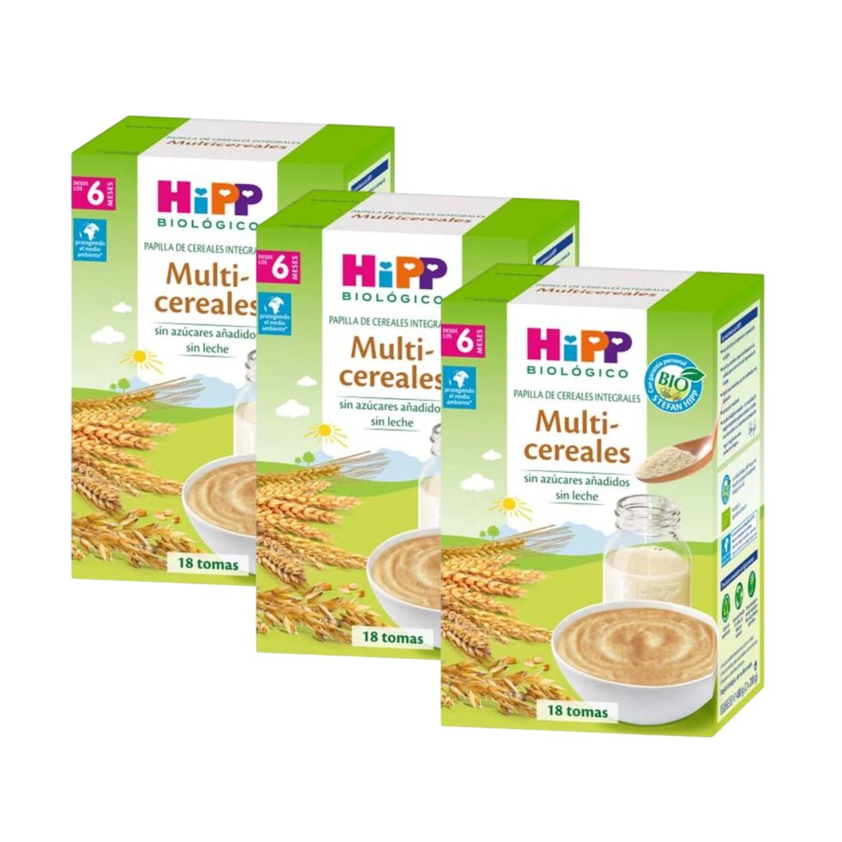 Confezione da 3 pappe multicereali biologiche +6 mesi HiPP 400 g
