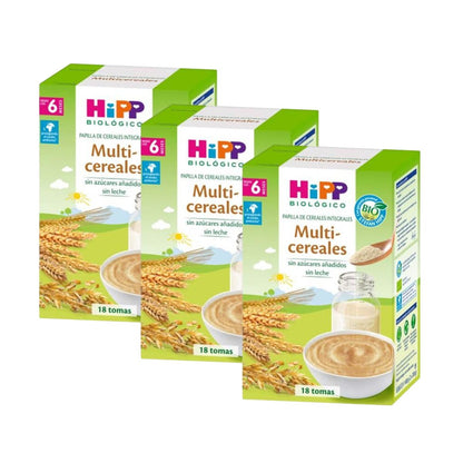 Confezione da 3 pappe multicereali biologiche +6 mesi HiPP 400 g
