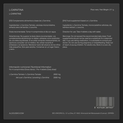 L Carnitina 2000 mg Aldous Bio 200 compresse