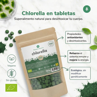 Organic Chlorella 400 mg Planeta Huerto 300 tablets