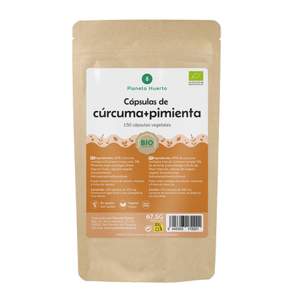 Organiczna kurkuma + organiczny pieprz Planeta Huerto 150 kapsułek