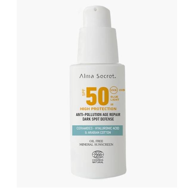 Crema solare viso SPF 50 con ceramidi Alma Secret 50 ml
