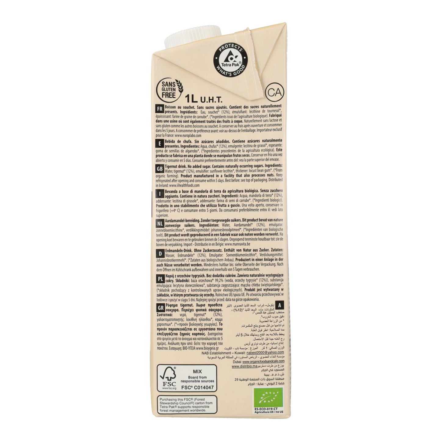 Bebida de Chufa sin azúcar Ecomil 1 L