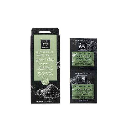 Express Beauty Apivita diep reinigende masker met groene klei 2 x 8 ml