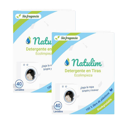 Confezione da 2 confezioni di strisce detergenti senza profumo Eco, Natulim, 40 lavaggi