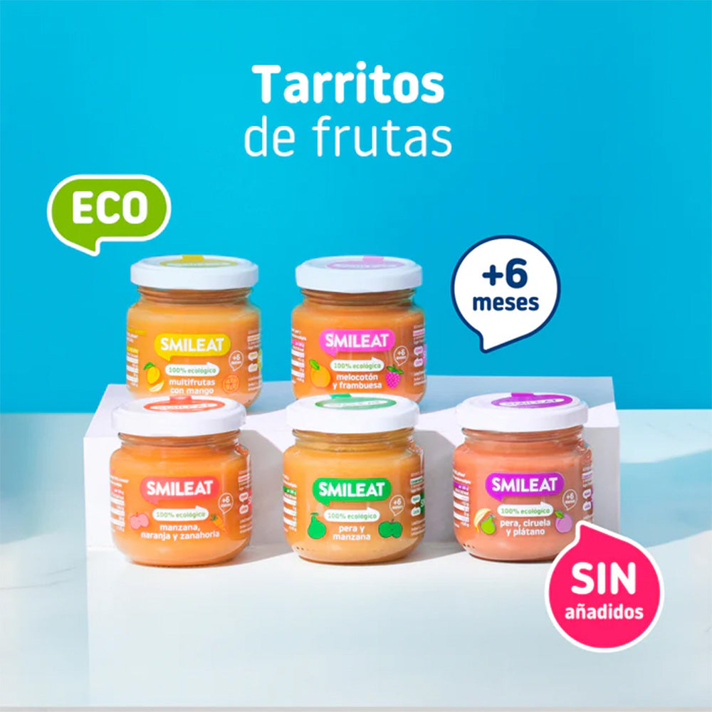 Confezione da 12 vasetti di Pera e mela +6 mesi Smileat, 130 g