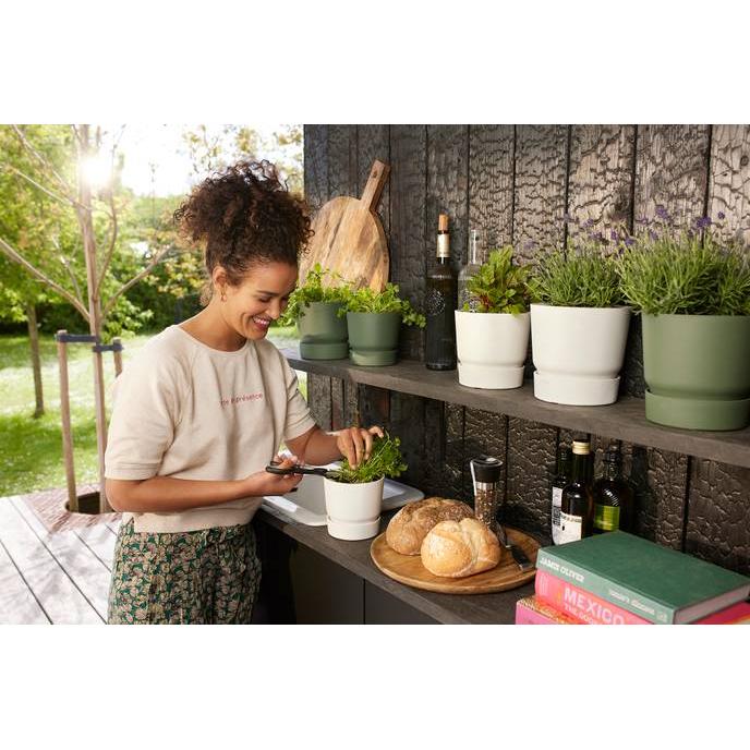 Fioriera con sottovaso integrato Greenville Elho Bianco 18 cm