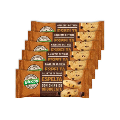 Confezione da 6 biscotti di farro con gocce di cioccolato Biocop 32 g