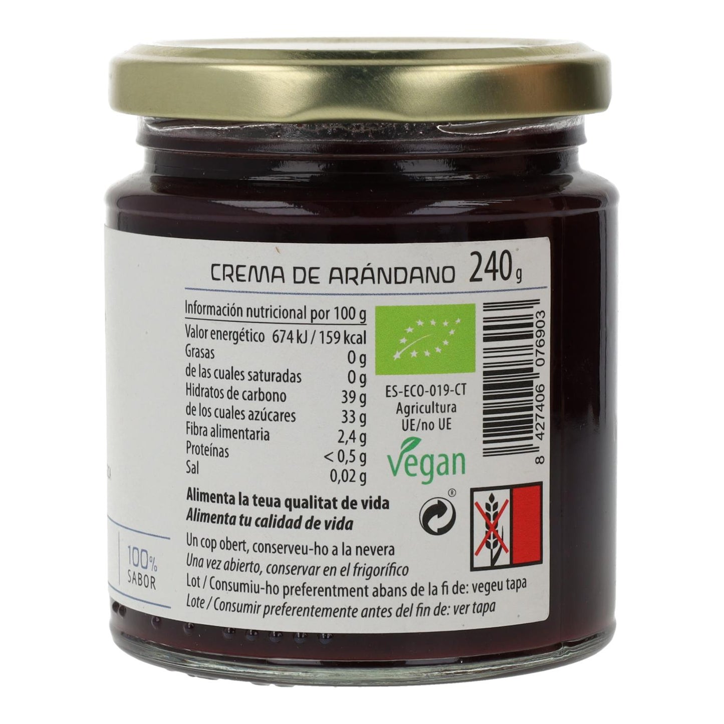 Marmellata di mirtilli ECO Cal Valls, 240 g