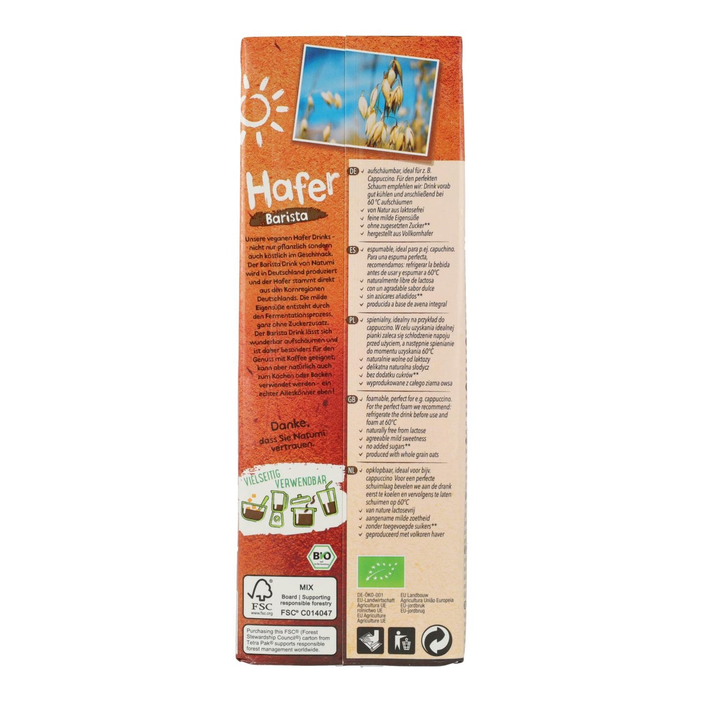 Pack of 6 x Natumi Organic Barista Oat Drink 1 L