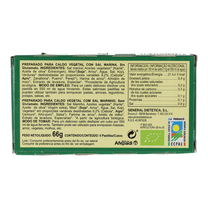 Brodo vegetale Eco con sale marino 6 cubetti da 11 g Integralia