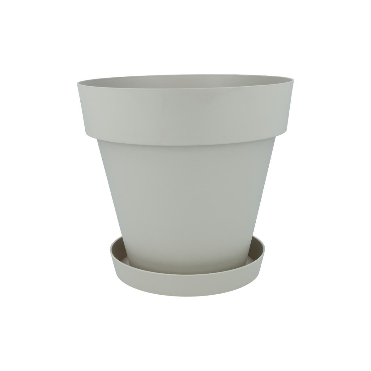 Confezione vaso con piattino color crudo Tes 18 x 15 cm