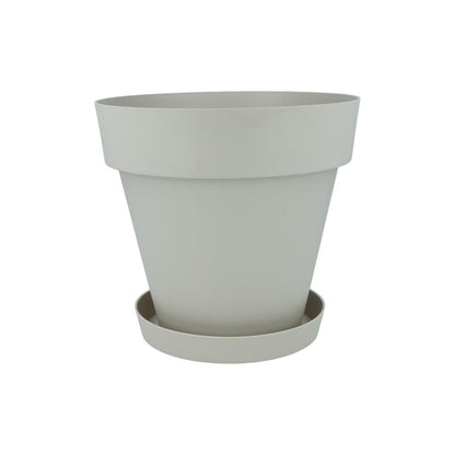 Confezione vaso con piattino color crudo Tes 18 x 15 cm