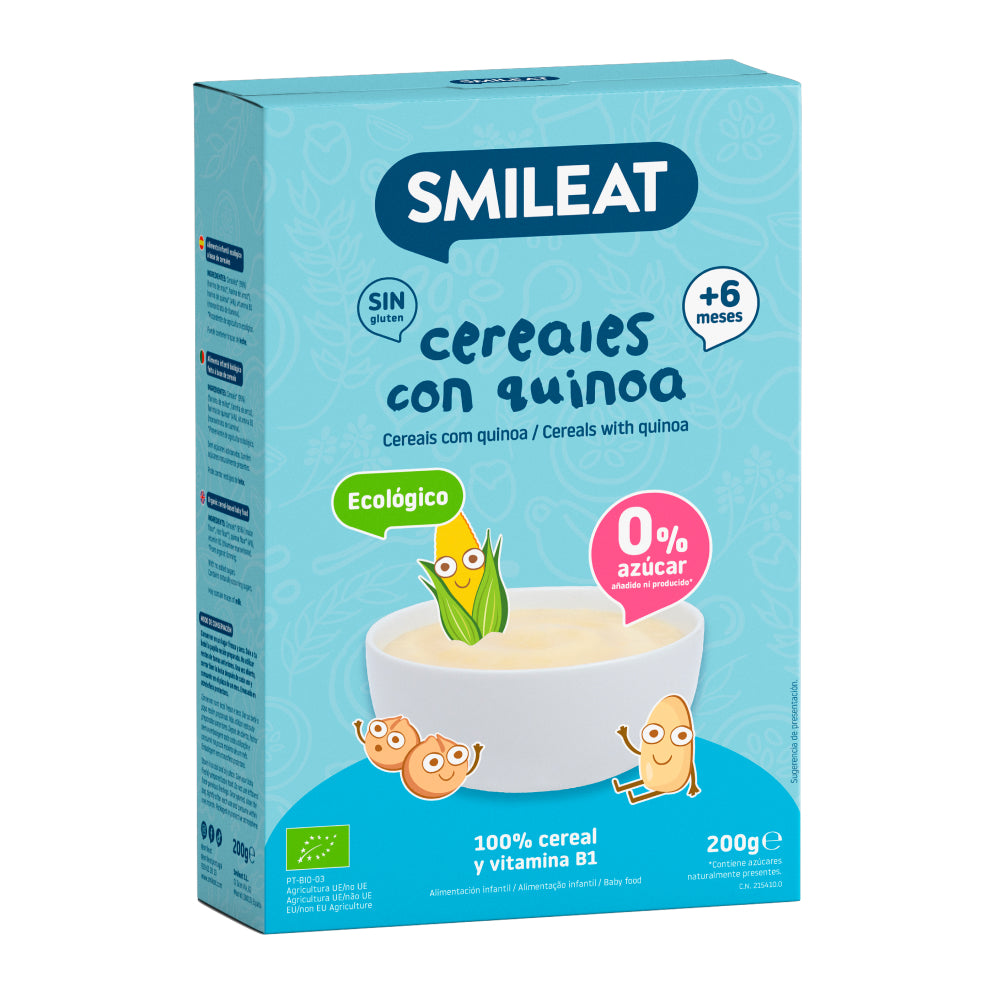 Pappa di cereali senza glutine con quinoa Eco Smileat, 200 g