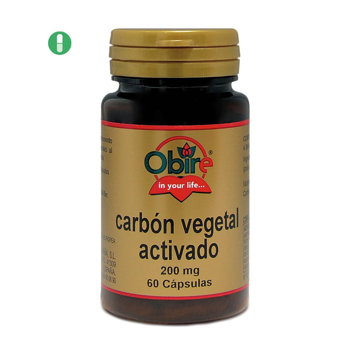 Carbone  vegetale attivo 200 mg Obire,  60 capsule