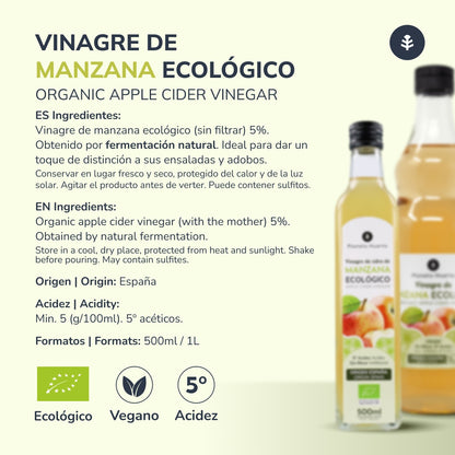 Packung 2x Ungefilterter Bio-Apfelessig mit Essigmutter Planeta Huerto 1 l