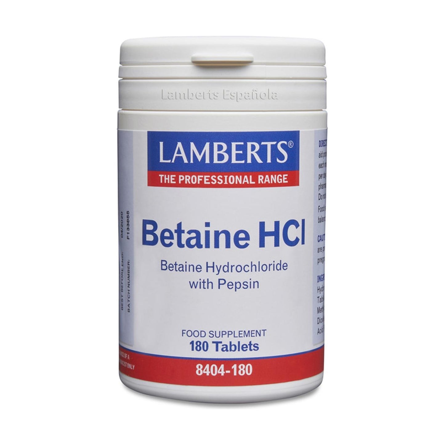 Betaina HCl 324 mg/Pepsina 5 mg Lamberts, 180 compresse