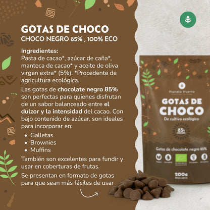Chokladdroppar 85% kakao ECO Planeta Huerto 200 g